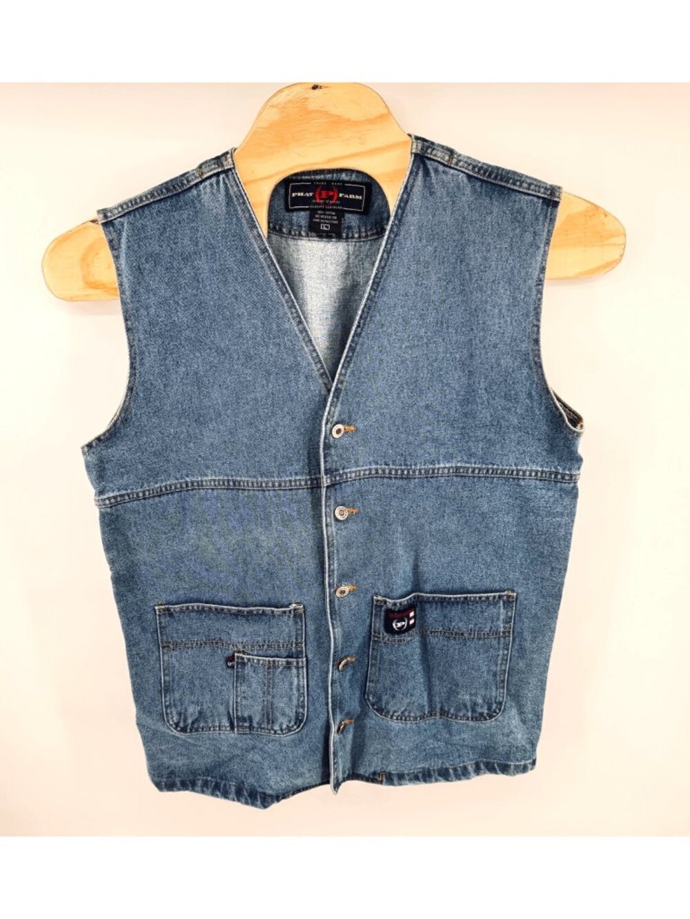 Vintage Phat Farm Denim Vest Mens L Large Oversized 90s Y2K Hip Hop Style